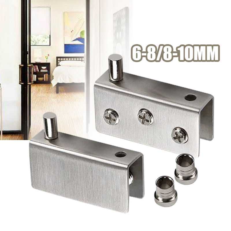 2pcs Engsel Kaca Jepit Stainless Steel Pivot Pintu Kaca 6—10mm