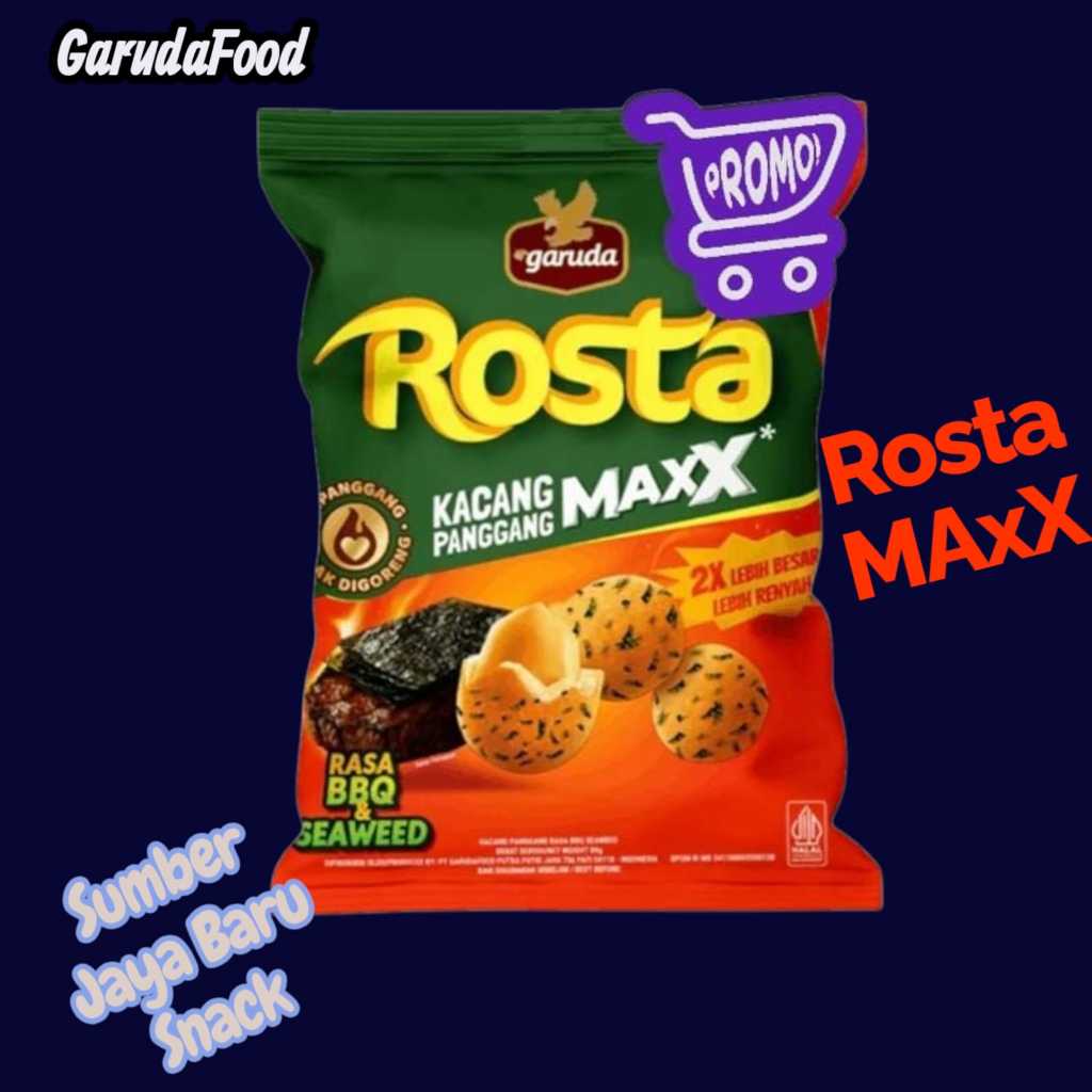 

Rosta MAxX Kacang Panggang BBQ & Seaweed | Isi 10 Bks | Garuda Food