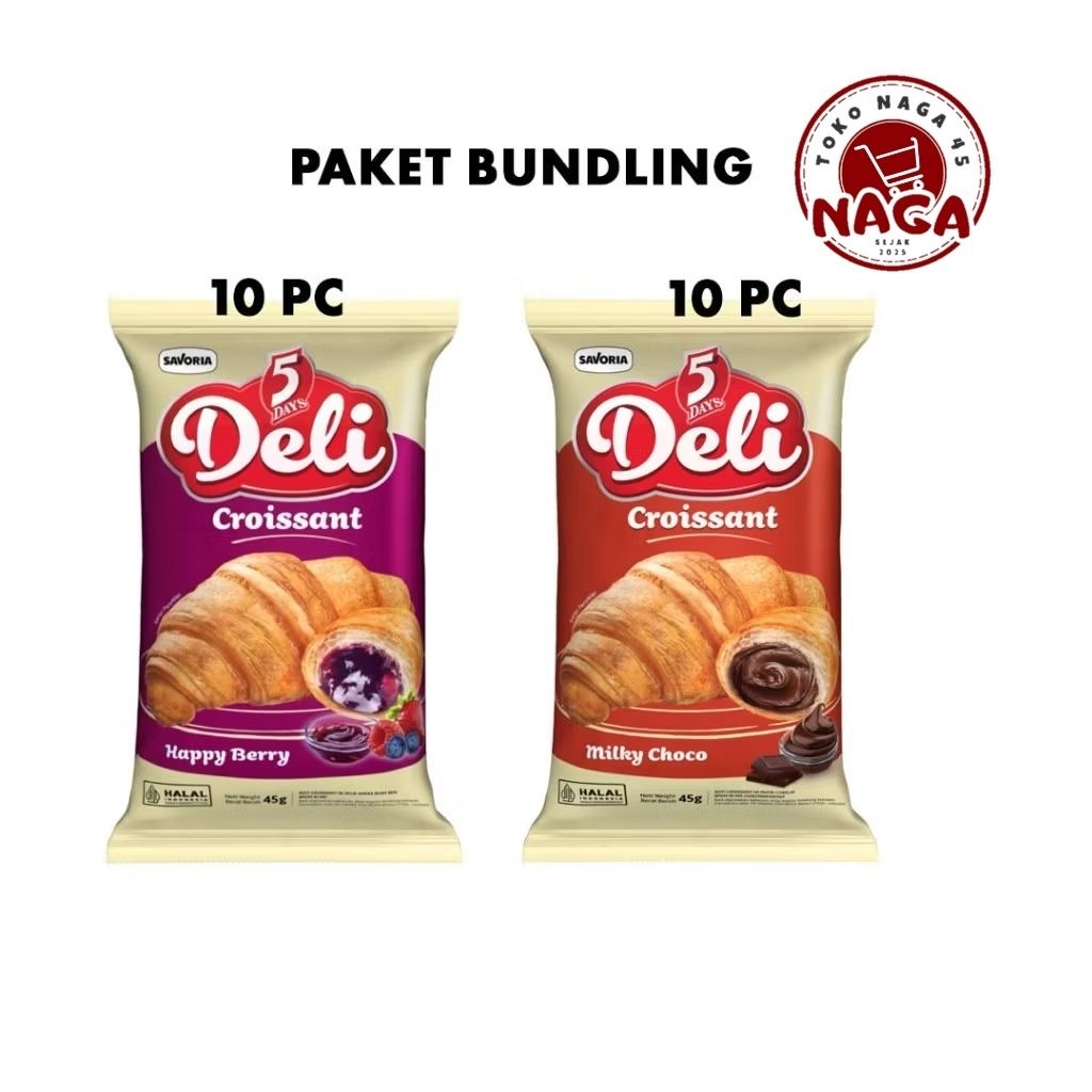 

SALE 1 DUS MIX ISI 20 DELI CROISSANT ROTI MILKY CHOCO DAN HAPPY BERRY / karton