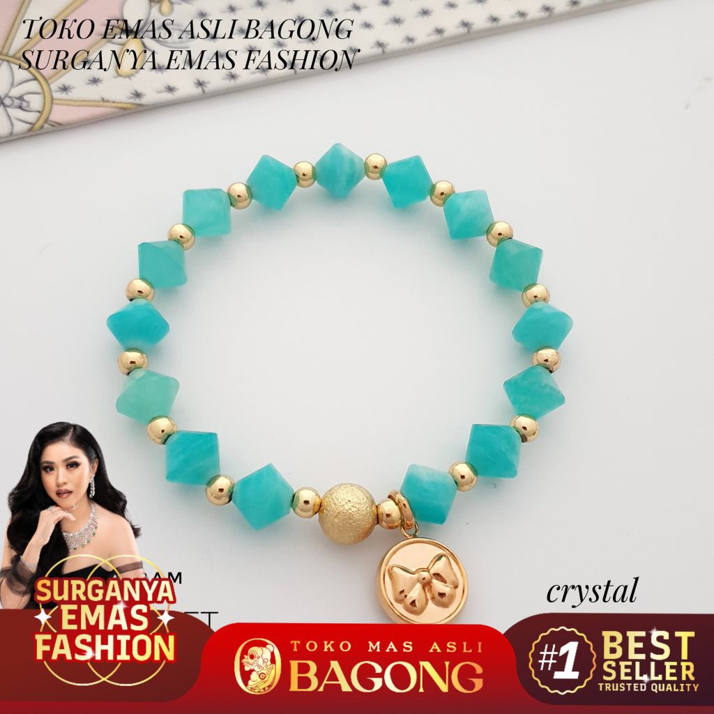 GELANG FASHION KRISTAL PITA 17K/750 - ASLI BAGONG GOLD BAGONG EMAS
