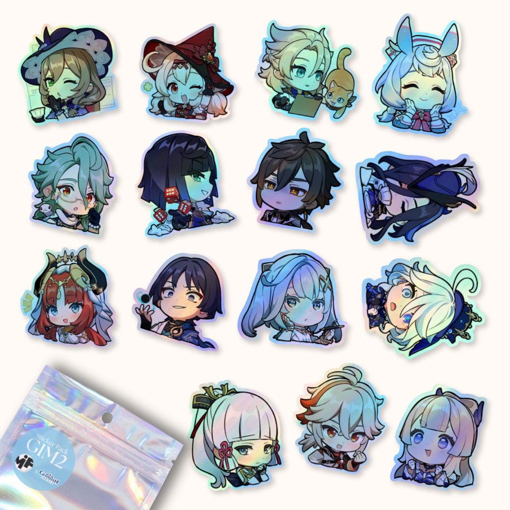 

[1 Pack] Sticker Hologram Genshin Impact Premium Laminasi , Stiker Hologram Game Genshin Impact Aesthetic Isi Banyak Dekorasi Laptop Tumblr Gitar
