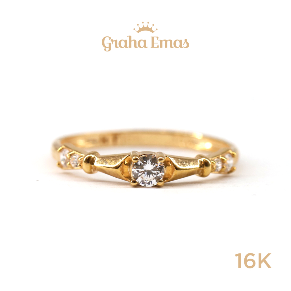Graha Emas Cincin Emas Kuning Bentuk Solitaire 16K - Yellow Gold Solitaire Model Ring 16 Carat M1197