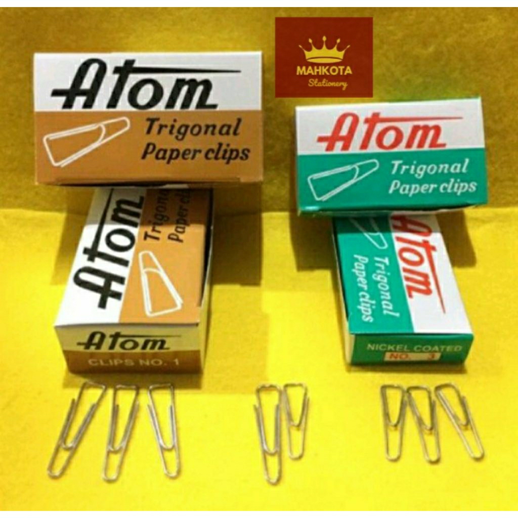 

PAPER CLIP ATOM No.1 No.2 No.3 Trigonnal/Clip Penjepit Kertas Kawat Trigonal 1 Box Kecil