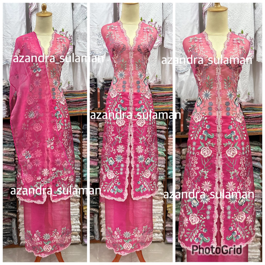 bahan kebaya panjang bordir suji caia bukittinggi padang