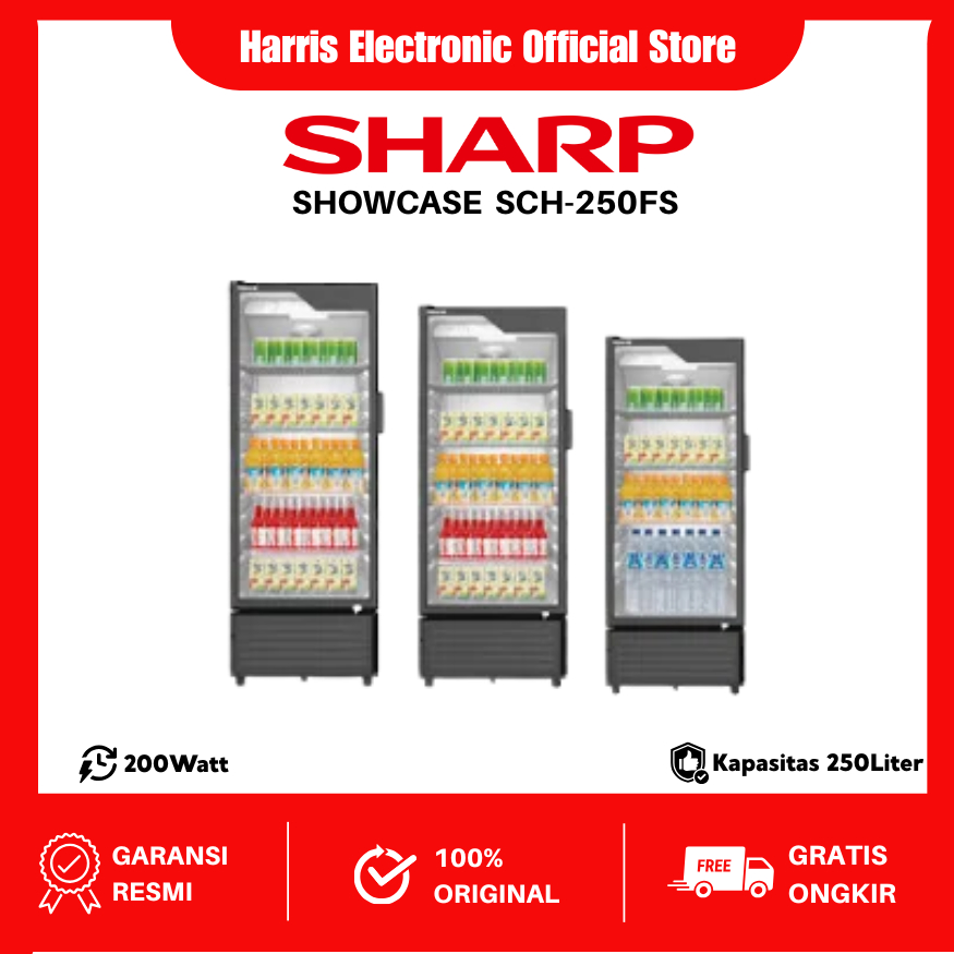 SHOWCASE SHARP 4 RAK SCH-250FS 260/250LITER SHOWCASE 4RAK 250FS