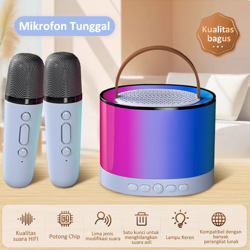 Mini Speaker Bluetooth Karaoke K52 Salon Karaoke Bluetooth Mic 2Mic Speaker Wireless Karaoke Speaker