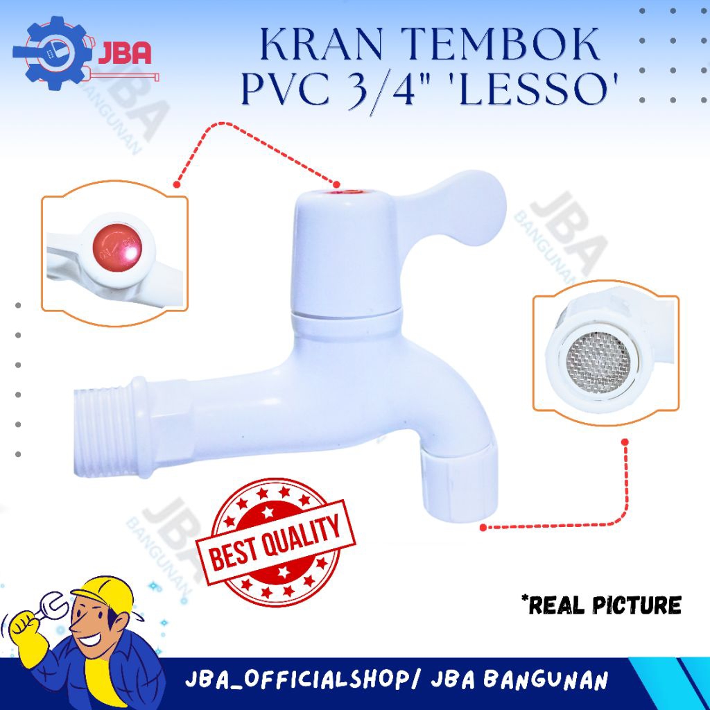 Kran Tembok PVC 3/4" Lesso / Kran PVC Lesso /Kran Air / Kran Murah / Kran mahal / Kran Air Berkualit