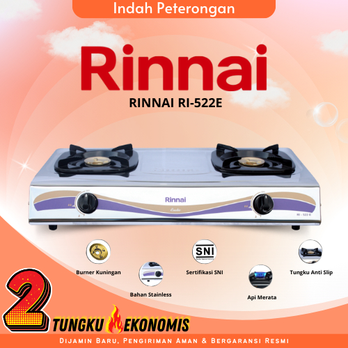 KOMPOR GAS RINNAI 522E/KOMPOR 2 TUNGKU/KOMPOR RINNAI DUA TUNGKU/KOMPOR MURAH / KOMPOR JOMBANG