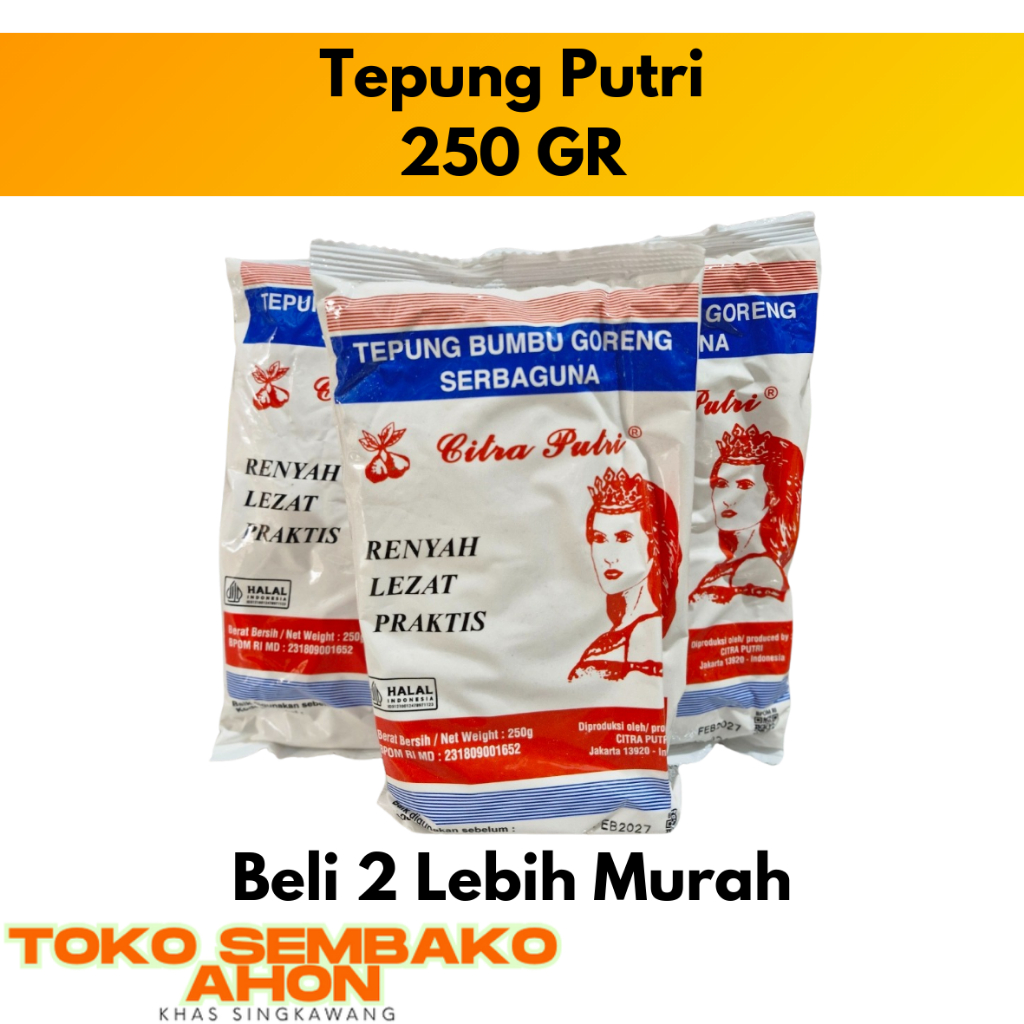 

Tepung Bumbu Goreng Ayam Serba Guna cap Citra Putri 250 gram / TEPUNG PUTRI / TEPUNG SERBAGUNA / TEPUNG SERBA GUNA / Tepung Citra Putri 250gr / Bumbu Ayam Goreng Instan