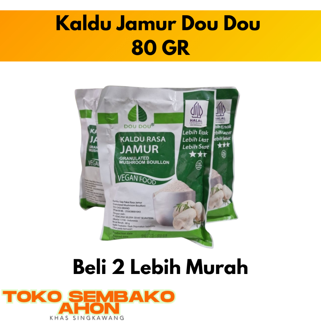

Kaldu Jamur Dou Dou 80 gr / Kaldu Jamur Non MSG / Bumbu Jamur Alami / Kaldu Vegetarian Dou Dou / Kaldu Jamur Sehat