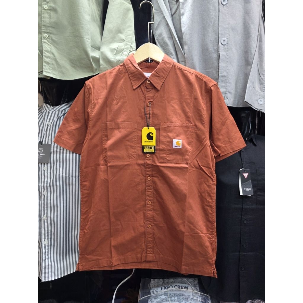 CHT Kemeja Pria Kasual Kantong Dua Rigby Shirt Lengan Pendek Bahan Katun Twill 30s Pola Regular Fit 