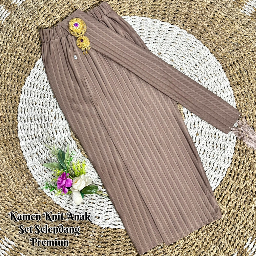 Kamen knit anak set selendang