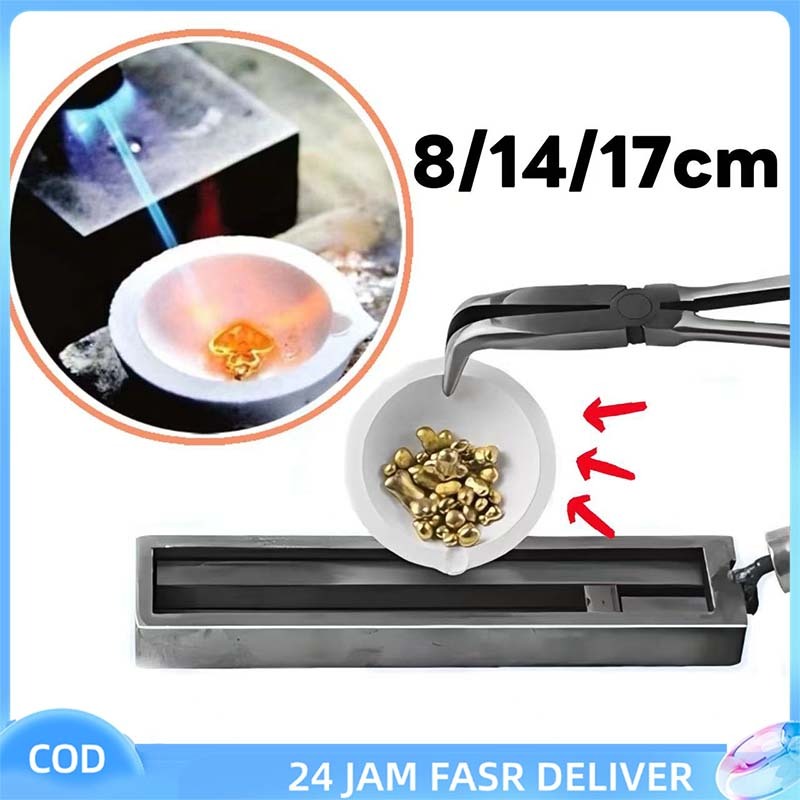 

8/14/17cm Kowi Lebur Emas Mangkok Peleburan Emas Bowl Cor Logam Mulia Set Perhiasan Kowi Putih Crucible Tahan Panas Alat Pangmelting Emas