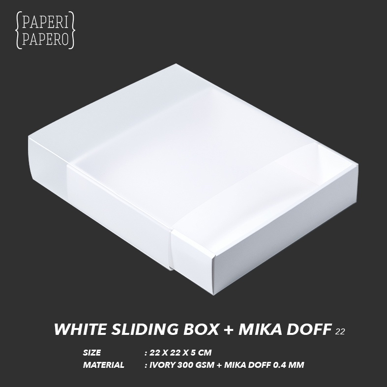 

White Sliding Box (21 x 21 x 5 cm) Tutup Doff Buram - Kotak Laci Putih Slide (5 Pcs)