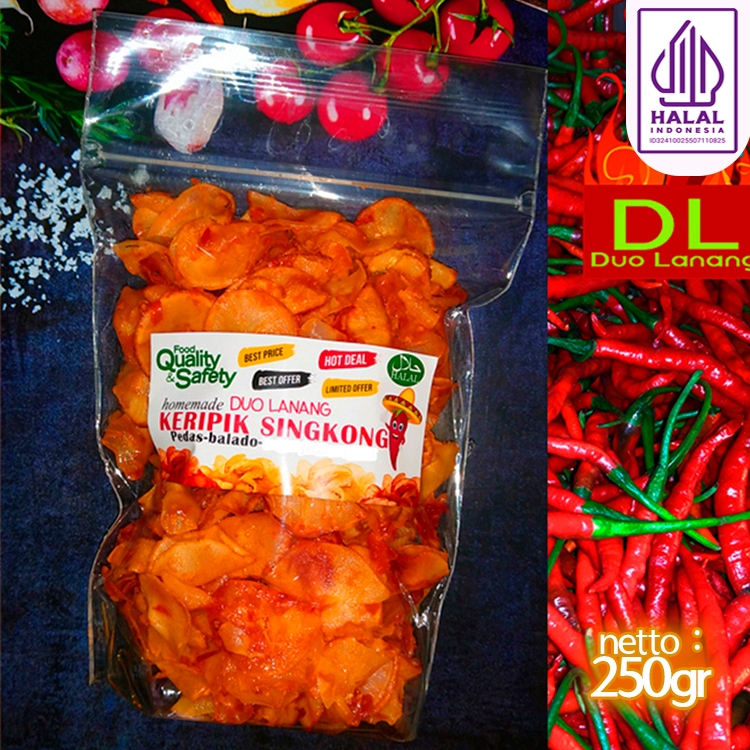 

Keripik singkong pedas cabe 100% ASLI @ 250 gr