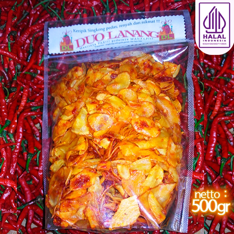 

Keripik singkong pedas 100 % cabe ASLI @500 gr