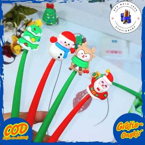 

Pulpen Lentur NATAL Super LUCU Cute Tinta Hitam Ready 4 Variant Warna / Pen Goyang Christmast Karet Imut Unik Alat Tulis Sekolah Anak Kekinian Favorit Kualitas Terbaik Harga Termurah Bisa Grosir dan COD