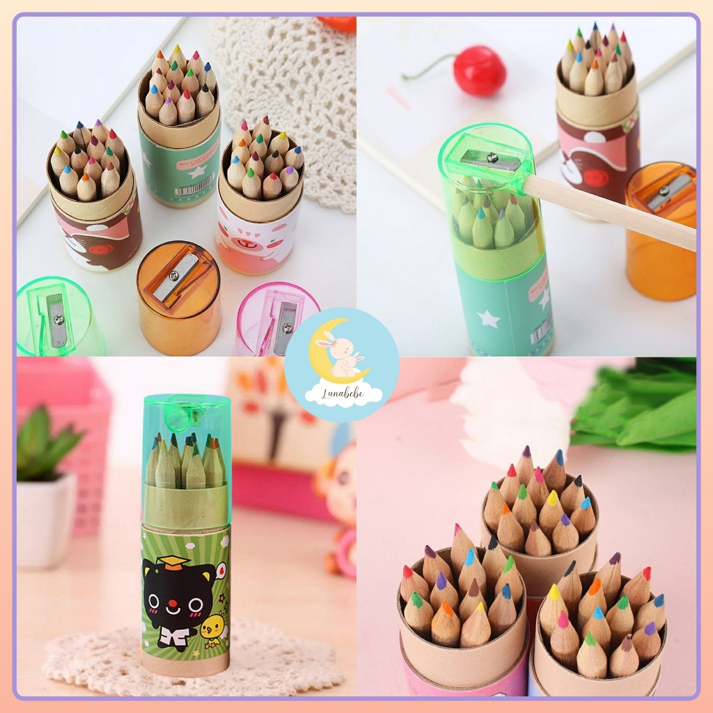 

Pensil Warna 12 in 1 + Serutan Pensil Color Pencils Quality Pensil Warna Karakter Kemasan Tabung