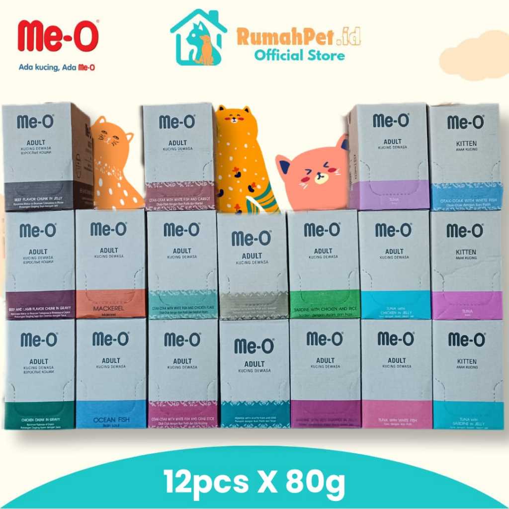 Me-O Cat Wet Food Pouch 80gr X 12pcs - Me-O Makanan Basah Kucing 12pcs x 80gr