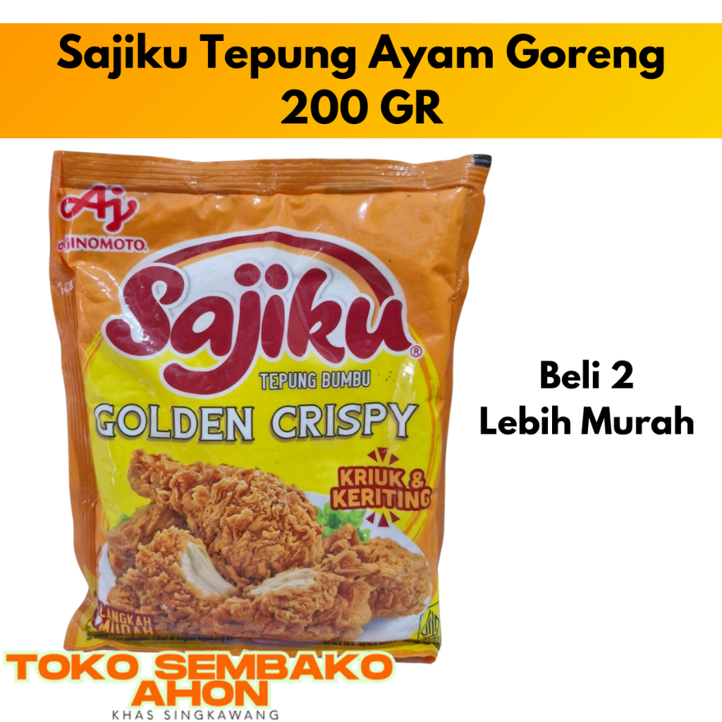 

Sajiku Tepung Bumbu Ayam Goreng 200 Gr / Golden Crispy / Golden Krispy / Crispi / krispi 200 Gr / Sajiku Ayam Tepung Goreng Renyah / Tepung Sajiku Emas