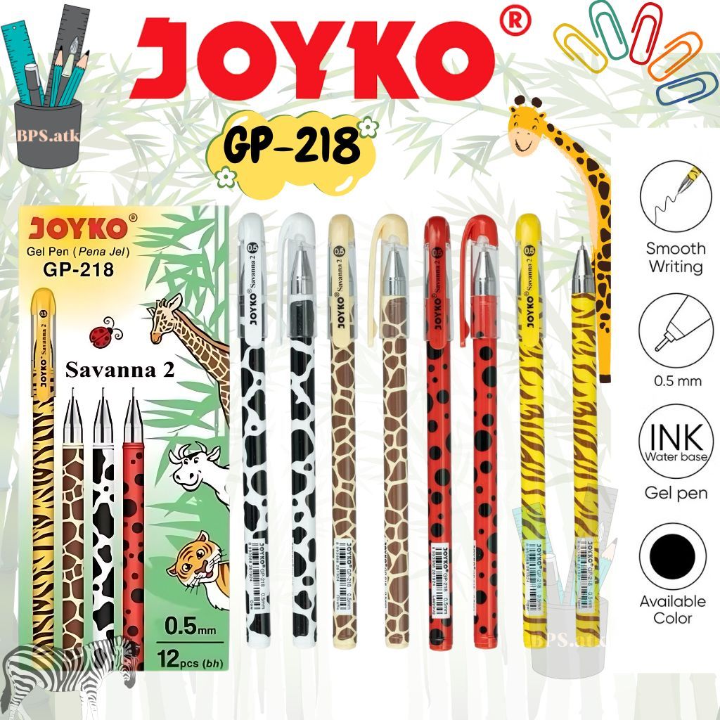 

(12 pcs) JOYKO Pulpen Pena Pen Gel GP-218 Savanna 2 0.5 mm