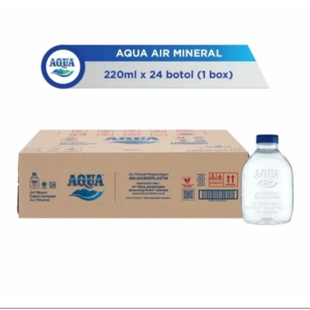 

Air Mineral Aqua Cube 220 ml x 24 Botol (1 kotak)