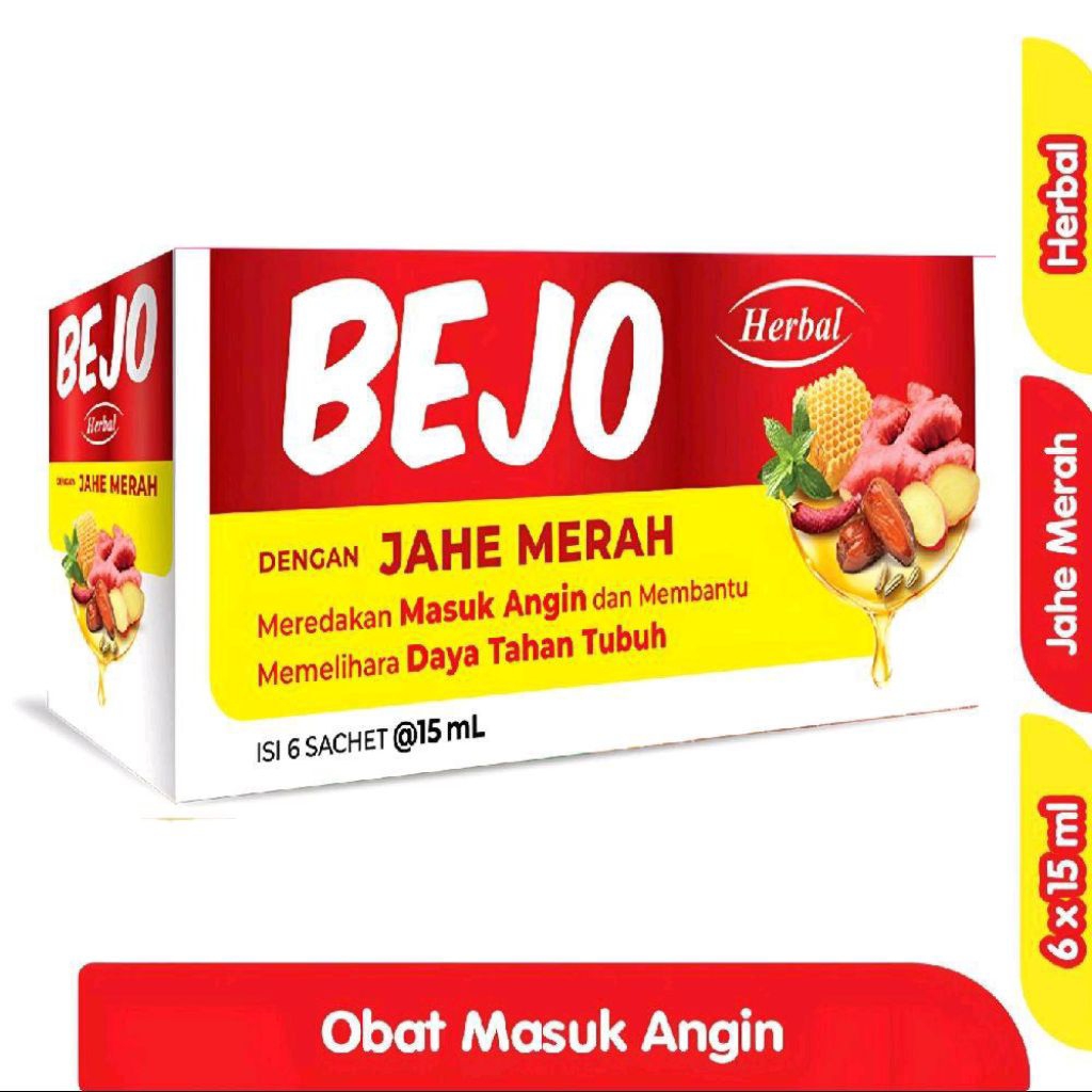 

BEJO Jahe Merah Obat Masuk Angin Herbal - 6 Sachet x 15 mL