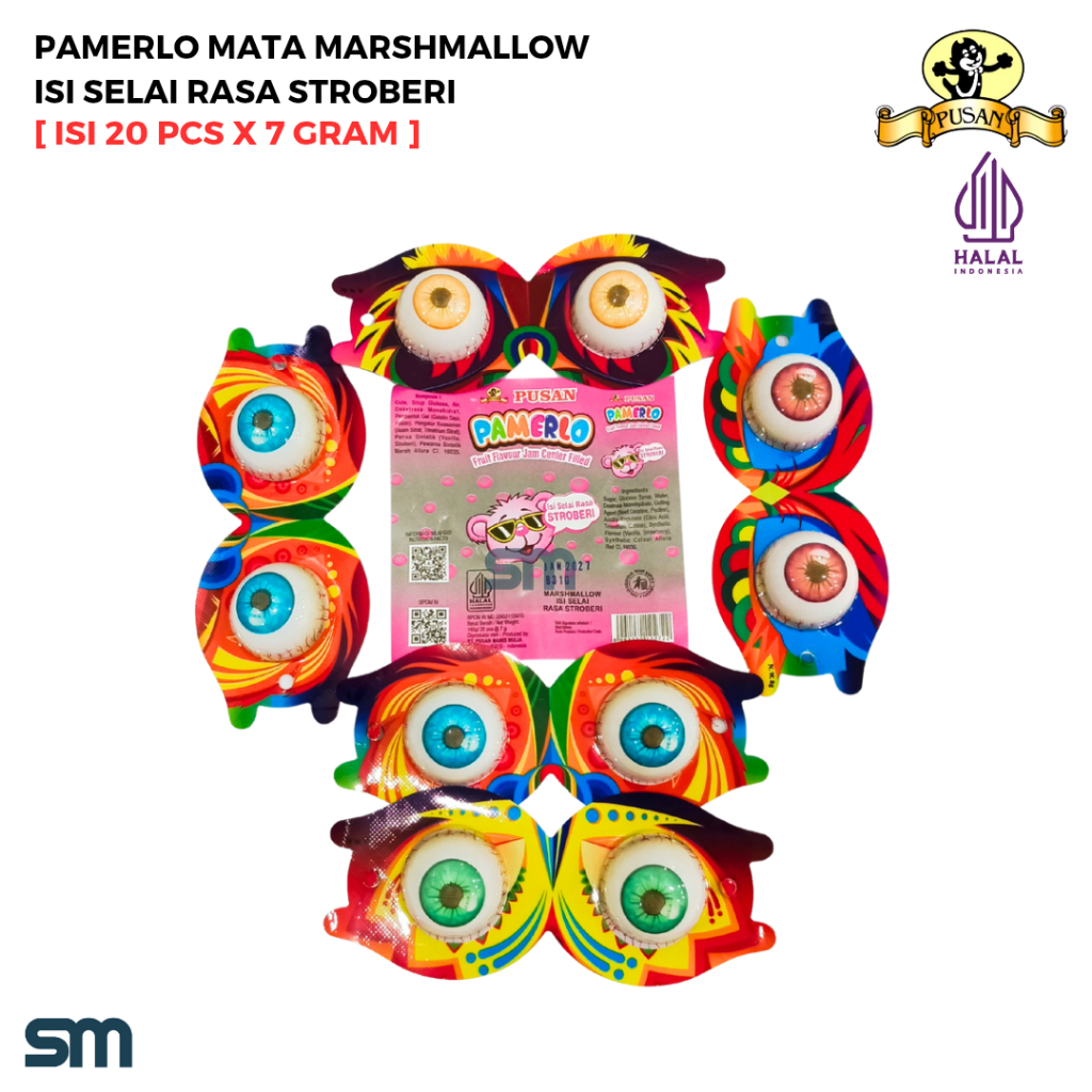 PUSAN PAMERLO MATA MARSHMALLOW ISI SELAI STROBERI 140 GRAM