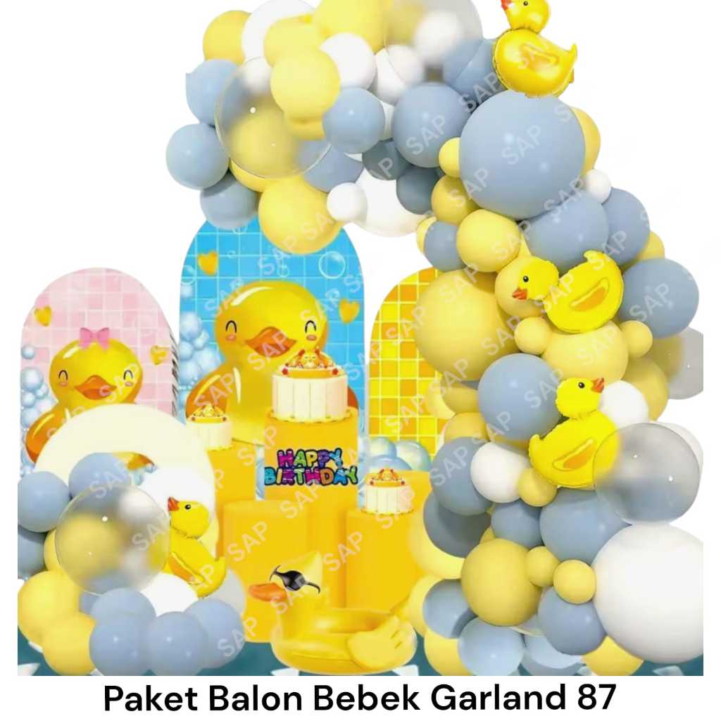 Paket Balon BEBEK GARLAND 87SP/ Dekorasi Ulang Tahun Bebek