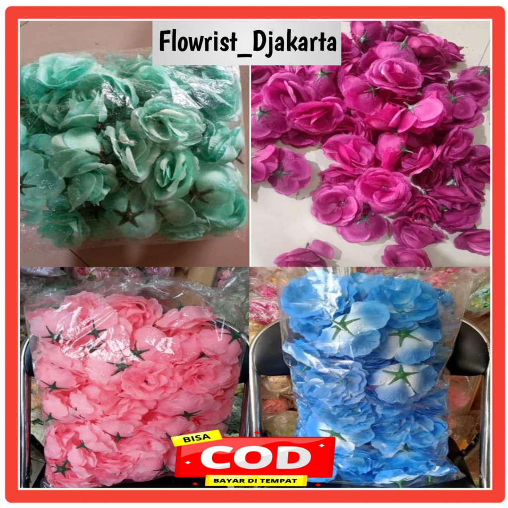 Bunga mawar artificial 50 pcs / Kepala mawar / Kuntum mawar 100 pcs/ Bunga mawar Tanpa Tangkai Isi 1