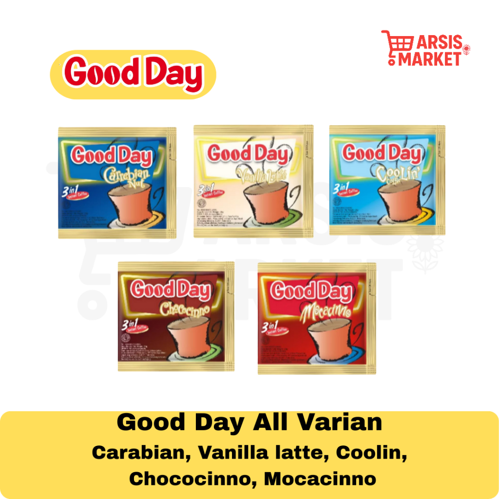 

Good Day 3in1 Kopi Instant Sachet 20gr All Varian ✅ Carabian, Vanilla, Coolin, Choco, Mocca