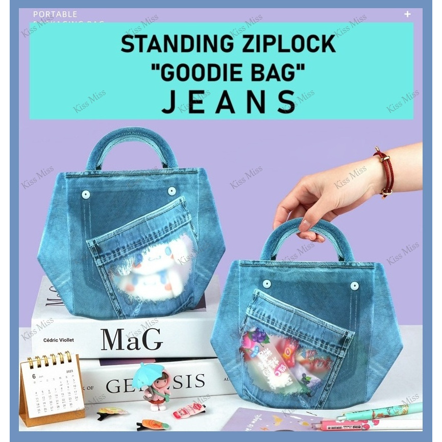 

JEANS - STANDING ZIPLOCK SNACK BAGS - ultah - ulang tahun - goodie bag - hampers - plastik klip motif - lucu