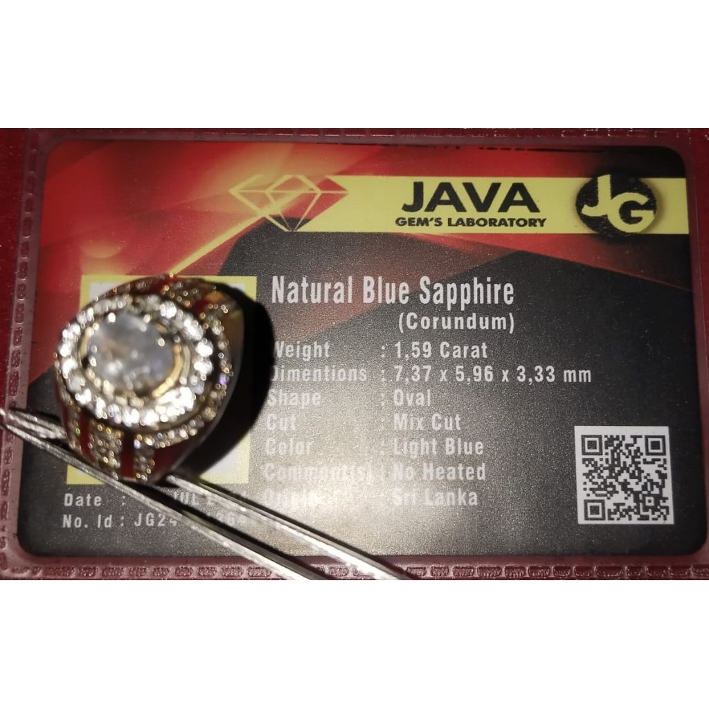 Natural Blue Sapphire Srilanka Ceylon 1,59 Crt + Memo
