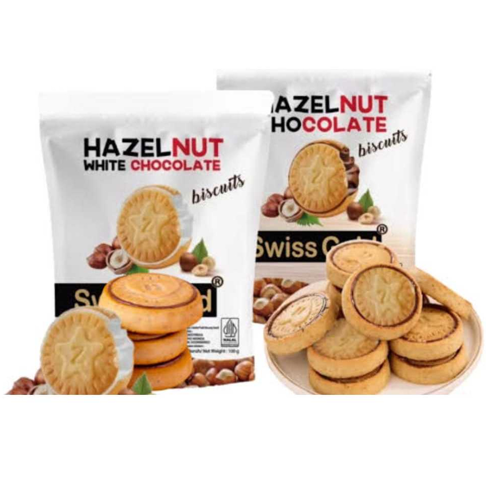 

SWISS GOLD HAZELNUT White Chocolate Biscuits Biskuit Lapis Cokelat Kacang Hazel