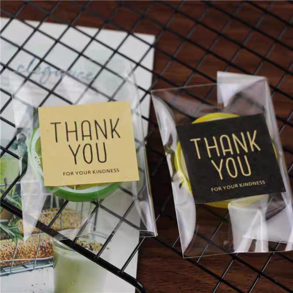 

1 pack 60pcs Sticker Thank you Hitam dan Putih Unik Cantik