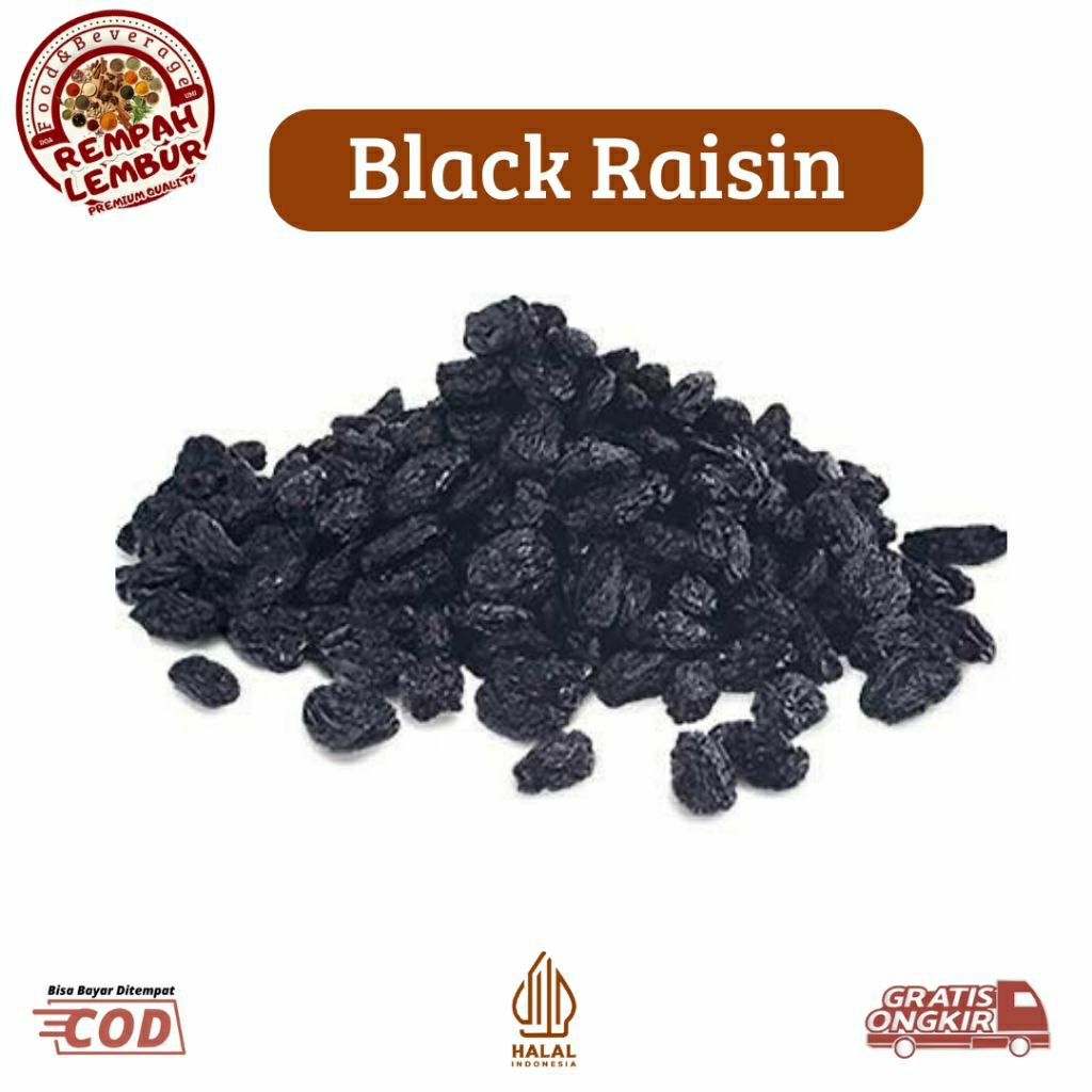 

Kismis Hitam / Black Raisin 10 Gr - Untuk Taburan Nasi Kabsah