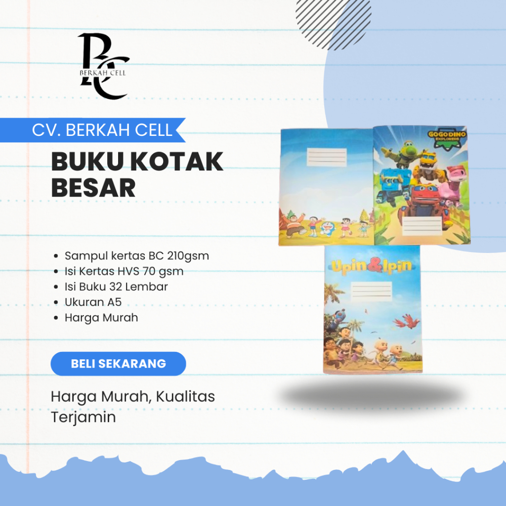 

BUKU KOTAK / BUKU STRIMIN SAMPUL CUSTOM 32 LEMBAR