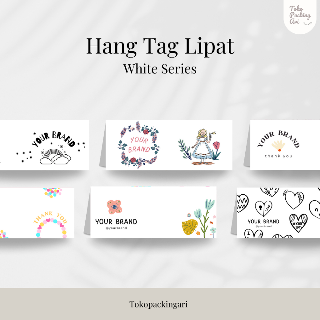 

Hang Tag Label Lipat White Series | Label Aksesoris | Topper Bag | Cute Paper | Kertas Label Gantungan