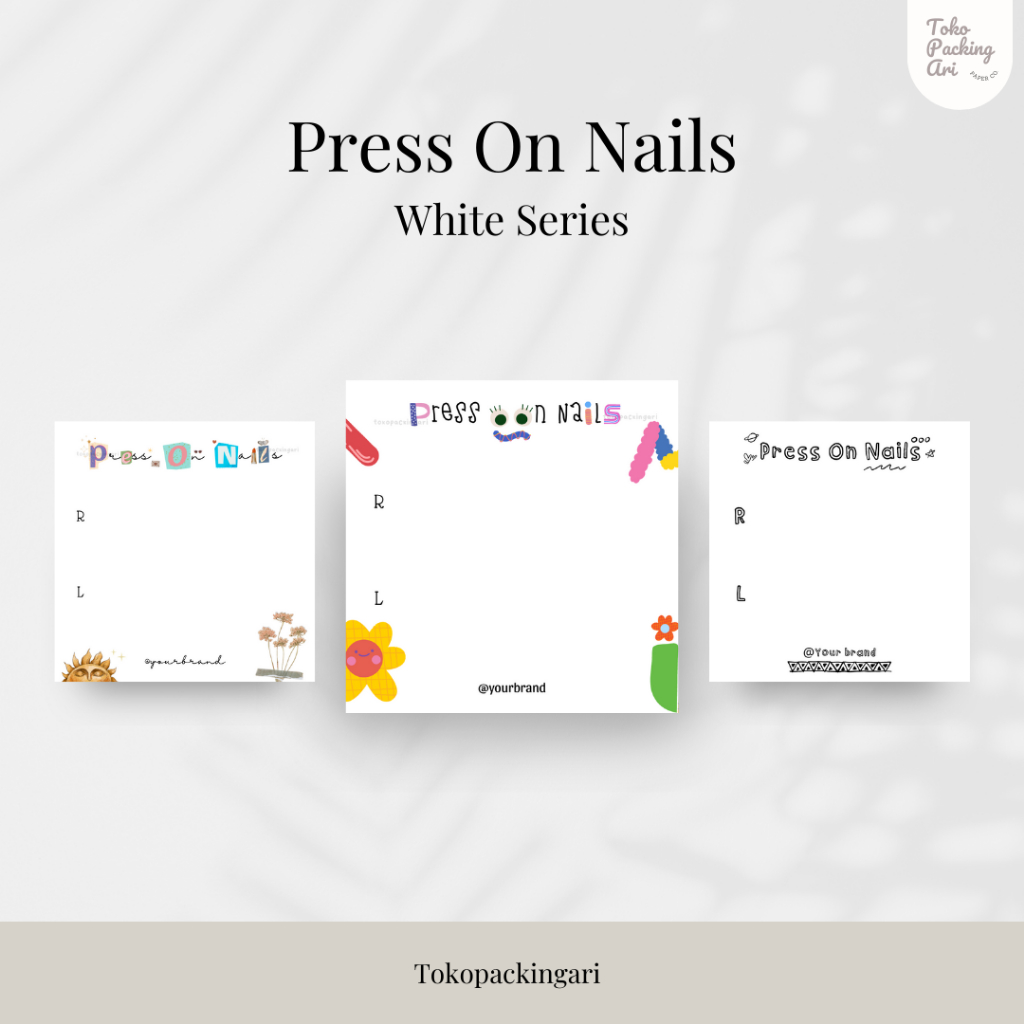 

Alas Packing | Press On Nails Series | Paper Aksesoris | Kertas Dudukan | Cute Paper | Alas Packaging