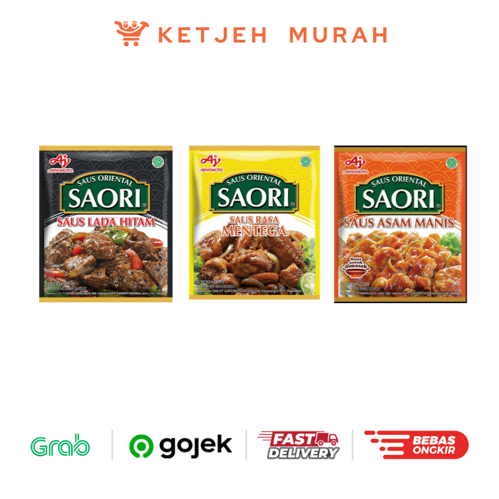

Saori Saus Sachet Rasa Saus Lada Hitam / Saus Rasa Mentega / Saus Asam Manis 1 Pcs