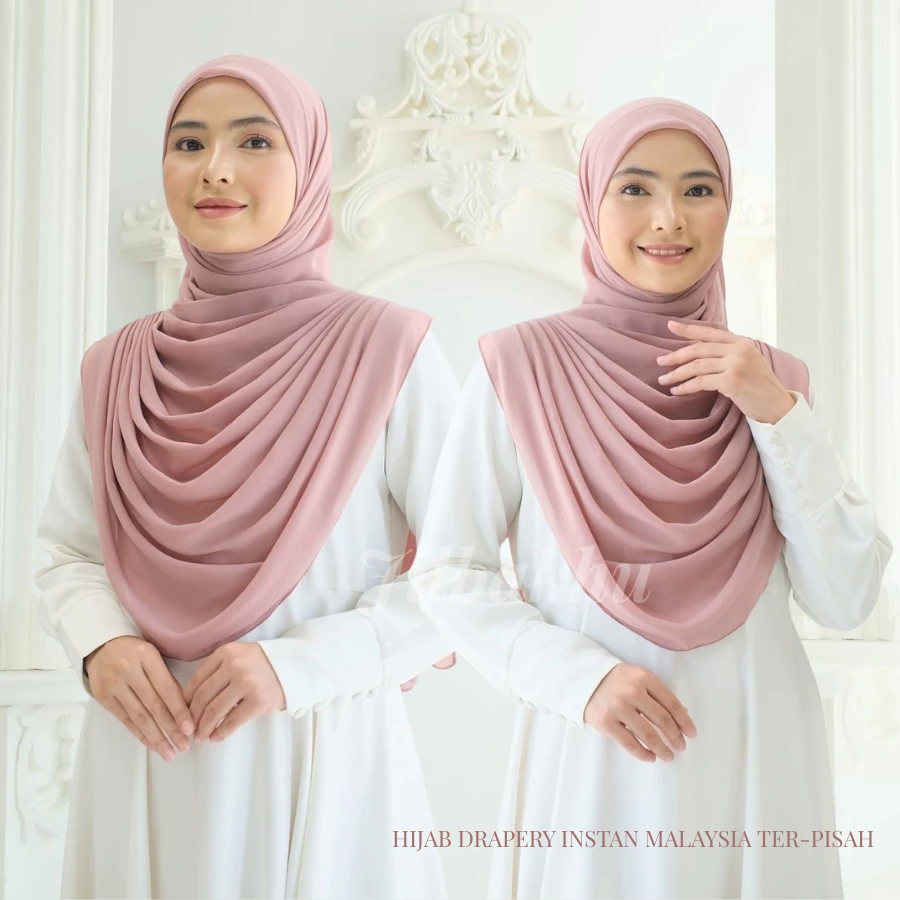 Hijab Drapery Instan Set - Depan Terpisah, Model Malaysia by Jilbakhu