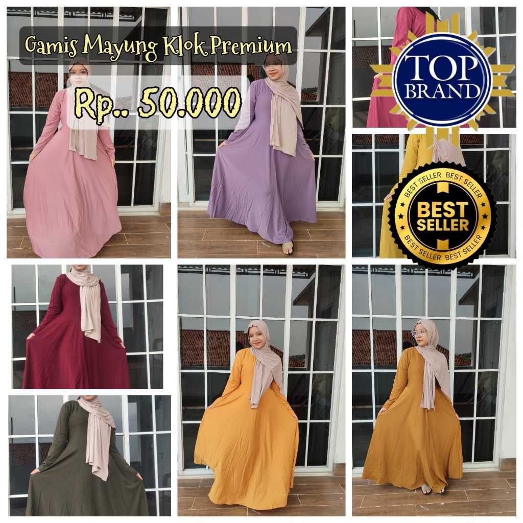 (Premium + Termurah) Gamis Klok 4Meter Bahan Moscrepe / Gamis Mayung 4 Meter