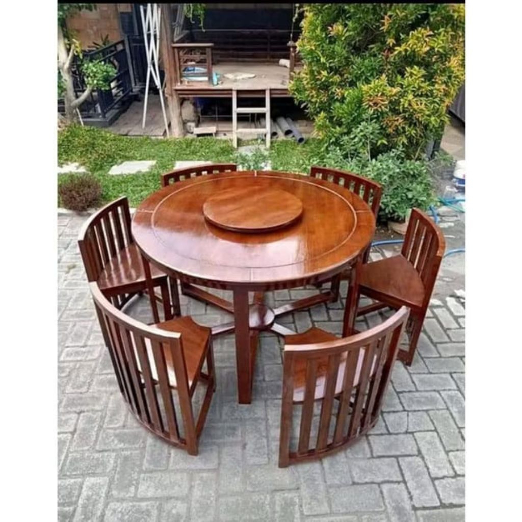 kursi meja makan bundar kayu jati + kursi meja makan modern kayu jati - kursi meja makan minimalis k