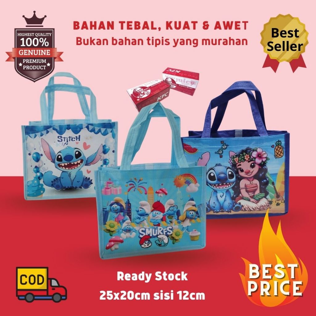 

Tas Ultah Souvenir Smurf Lilo Stitch Goodie Bag Smurf Stitch