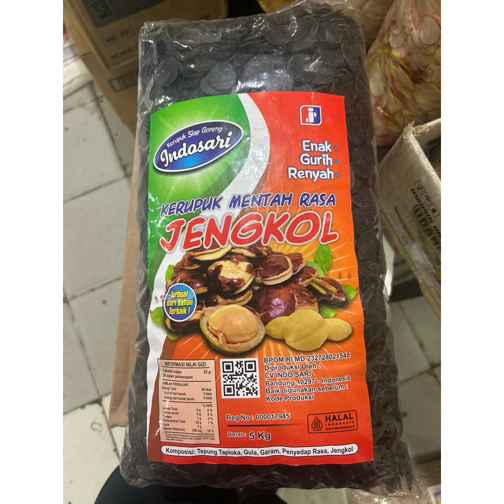 Kerupuk Mentah Rasa Jengkol Siap Goreng Cap Indo Sari 1 bal 5 kg