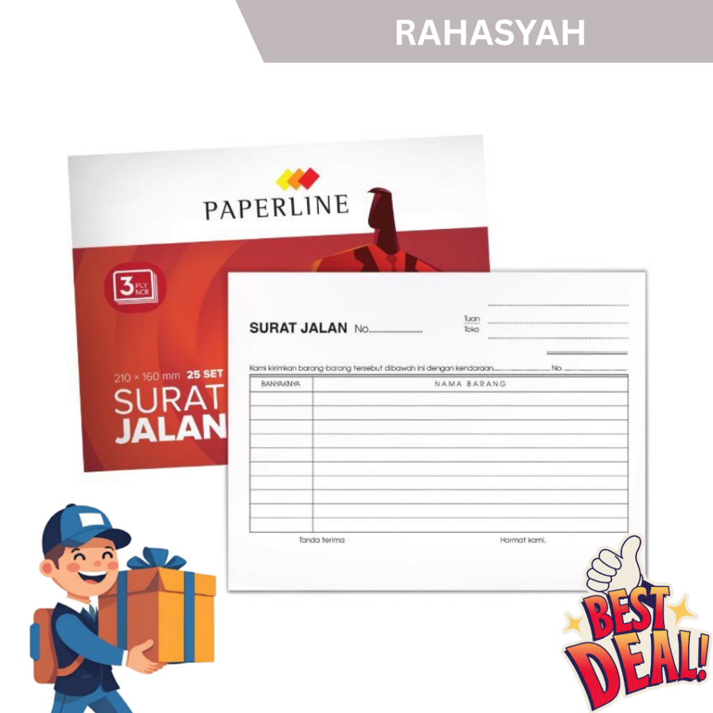 

Paperline Surat Jalan 3 ply B3 NCR rangkap 3 SJ /pak isi 10 buku