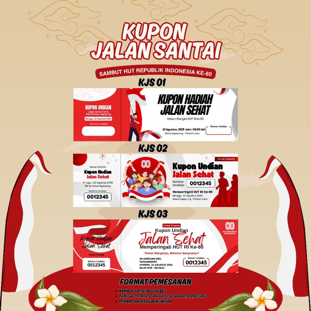 

Tiket Jalan Santai HUT RI ke-80