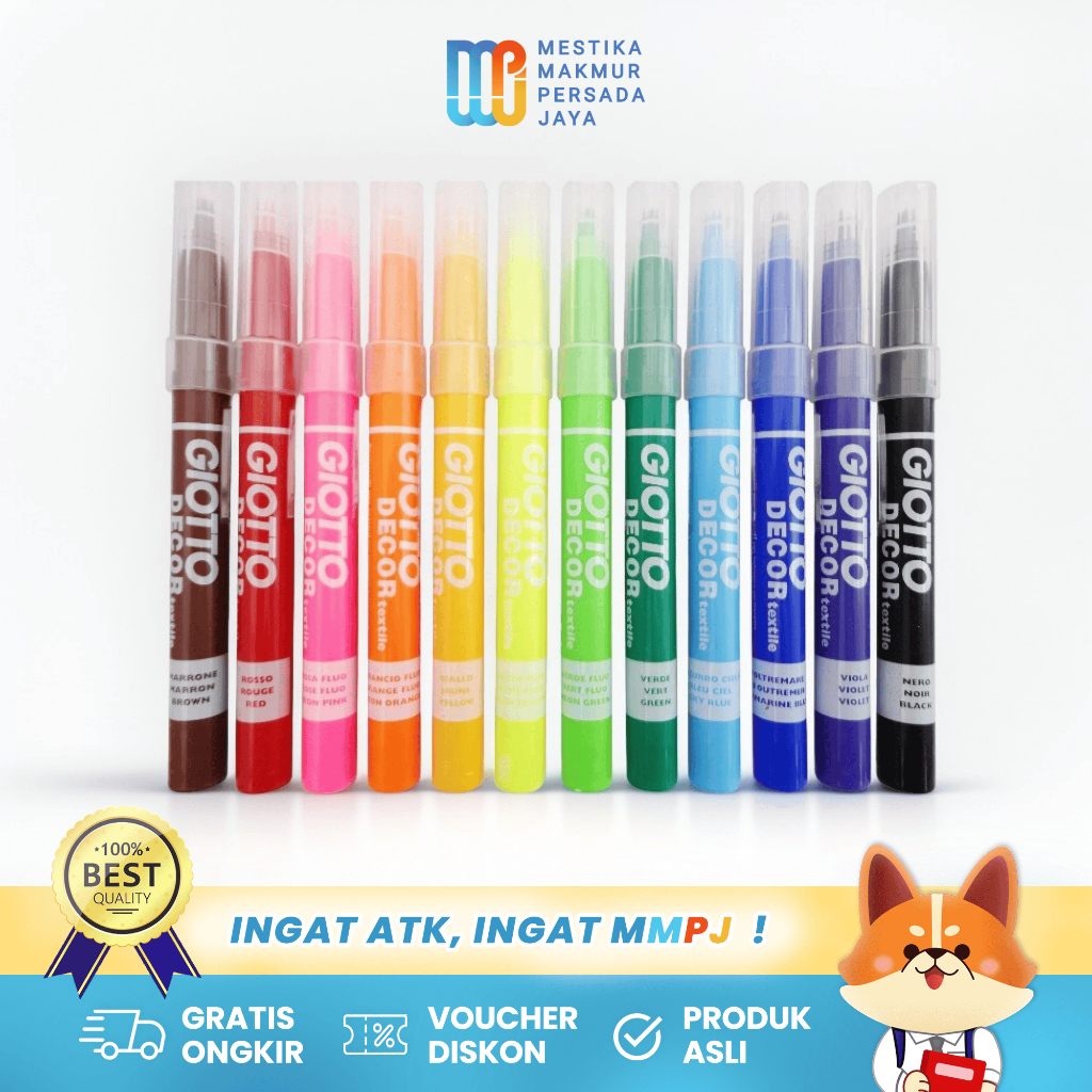 

Giotto Decor Textile Marker / Spidol Warna Kanvas/Kain/Tekstil/Baju/Sepatu 4960
