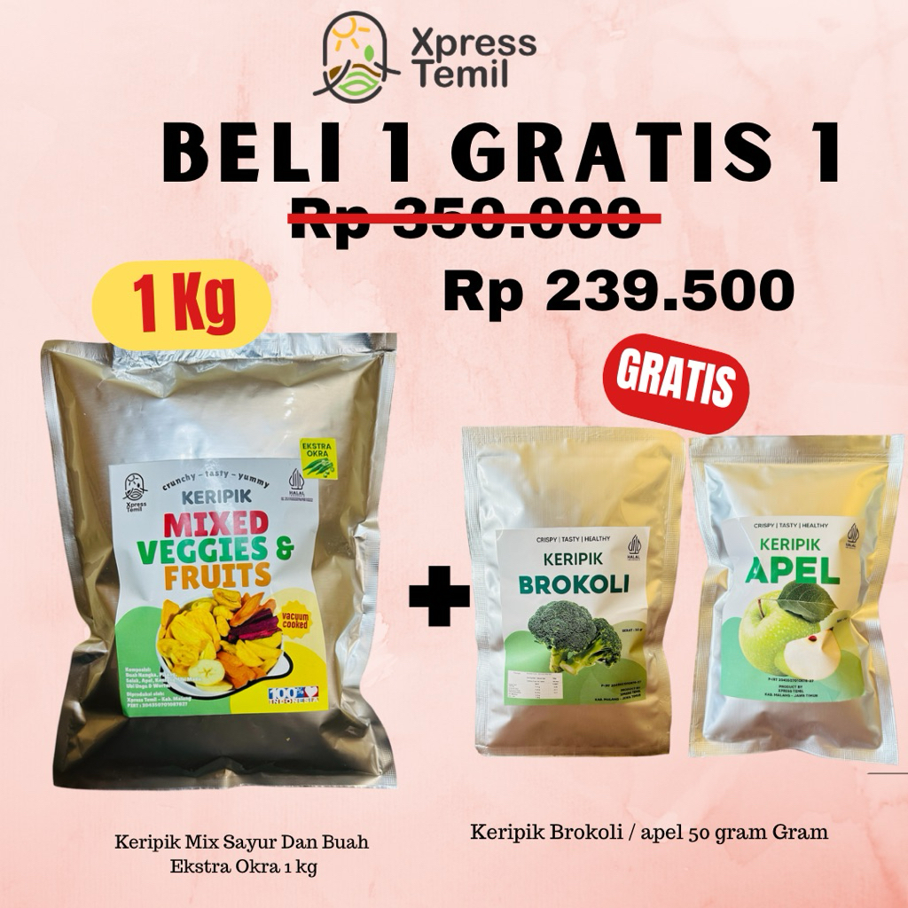 

keripik sayur dan buah mix kemasan 1 kg 1000 gram