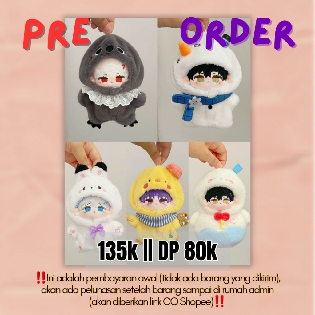 Baju Kostum Boneka 10cm Lucu – Outfit Plush Doll Hewan & Karakter Imut Idol Kpop